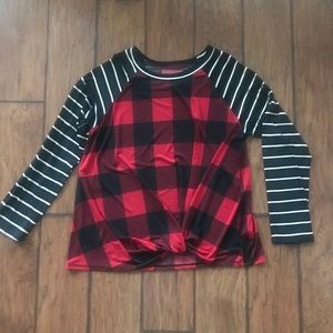 Plus stripe and buffalo plaid top. (SOLD OUT)